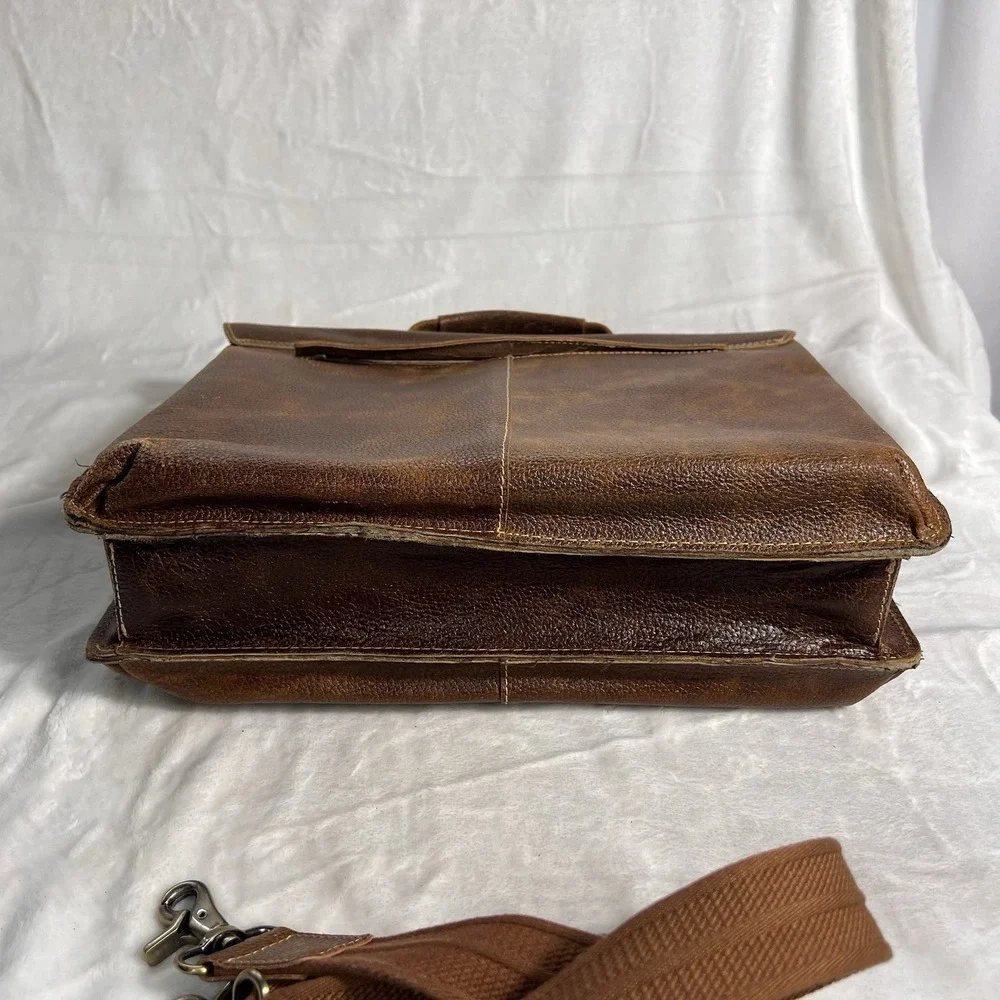 AmeriLeather Classical Leather Organizer Briefcase Bag Travel Business Strap